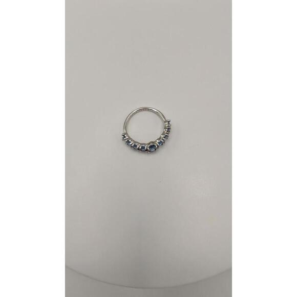 Silver Ring with Blue Gemstones Size 7 - Picture 3 of 8